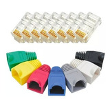 Kit 50 Conector Rj45 Cat6 Ouro + 50 Capas Rj45  Cabo Rede