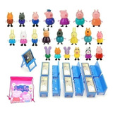 Lazhu Conjunto De 34 Muñecas Peppa Pig Familia Muñecas [u]