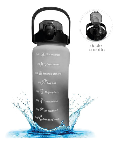 Botella De Agua Motivacional Deporte Doble Pico 2 Litros 