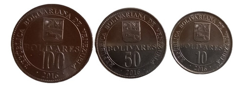 Set 3 Monedas Venezuela Bolívares Poco Conocidas Año 2016