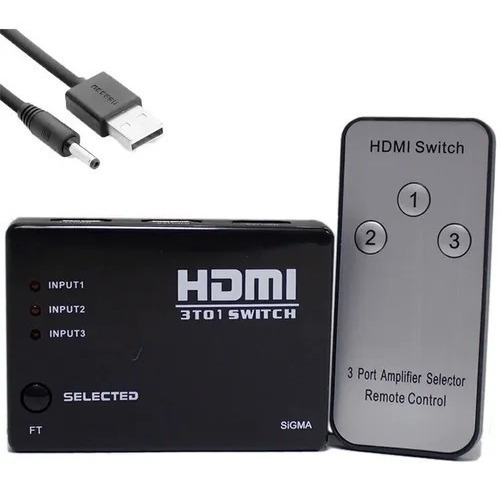 Chave Seletora Switch Hdmi 3 Ent 1 Saída E Controle Barato