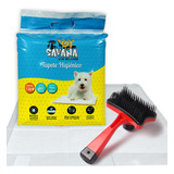 Kit P/cães Tapete Higiênico 30un E Rasqueadeira Autolimpante