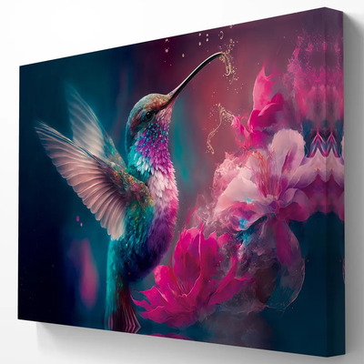 Cuadro Decorativo Moderno Canvas Colibri Magico 60 X 90 Cm Negro