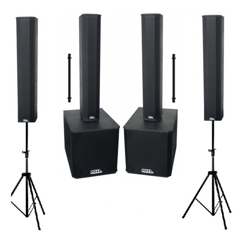 Kit Ativo Line Array Slim Sub 15  Top 3400w 2 Sub 15 4 Colun