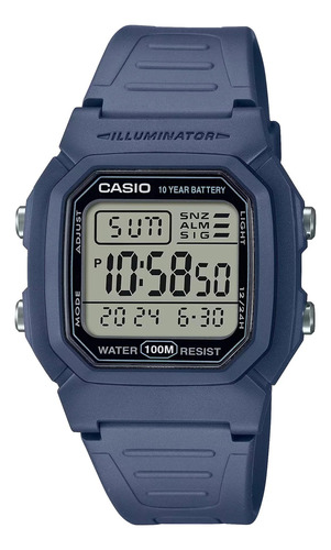 Reloj Casio W-800h-2a Wr100 Digital Azul Sumergible Alarma