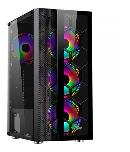 Gabinete Gamer Yeyian Rapture 2500 Atx Ventada Negro Rgb