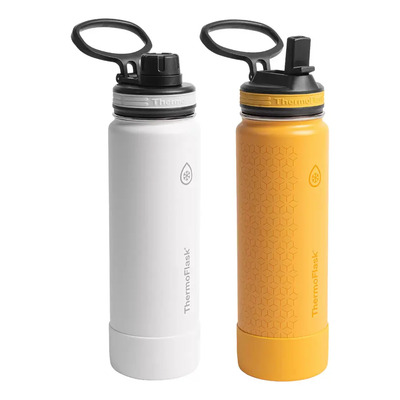 Thermo Flask 24oz Amarillo\u002Fblanco Acero Inoxidable Para Bebidas Calientes Y Frías Con Tapa Hermética Y Diseño Resistente | Envío gratis