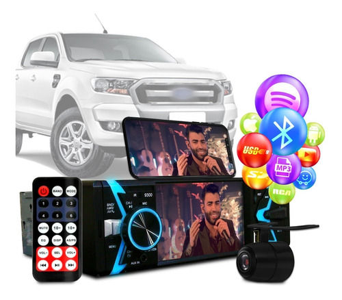 Radio Dvd Bluetooth Mp5 Usb 1din Espelhamento Ford Ranger