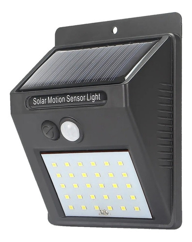 Kit 2 Luminárias Solar 20 Leds Sensor Movimento Luz Preto