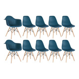 Kit Cadeiras Jantar Eames Eiffel Wood  2 Daw E 8 Dsw  Cores Cor Da Estrutura Da Cadeira Azul-petróleo