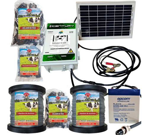 Cerco Electrico Ganadero Kit Solar (10 Km) + 1 Km De Alambre