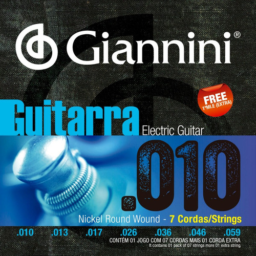 Giannini (brasil),  Encordado Guit. Eléctrica 7 Cuerdas .010