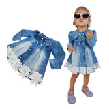 Vestido Infantil Baby Pearl Jeans De 0 A 4 Anos