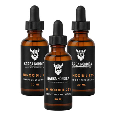 3 Piezas  Minoxidil Al 22% - Barba Nórdica | Meses sin interés