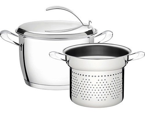 Set Olla + Cola Pasta Tramontina Ventura Acero Inox 20cm X2p