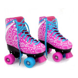 Patins Infantil Feminino 4 Rodas Roller 34 Ao 40 Luna Rosa