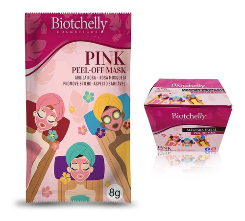 Máscara Facial Em Sache Para A Pele Biotchelly Pink 8g Tipo De Pele Normal