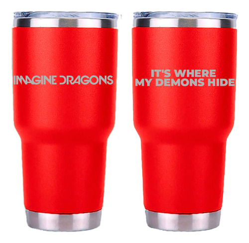Imagine Dragons Termo 30 Onzas Oz Vaso Térmico Láser Rojo