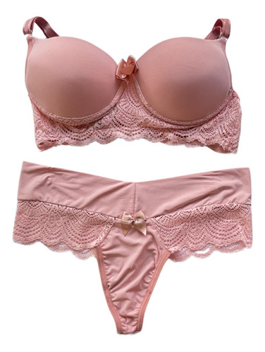 Sutiã Bojo Renda Calcinha Fio Dental Lingerie Feminina Luxo