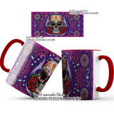 Mug  Taza Oreja Roja Calavera Catrinas Halloween 004