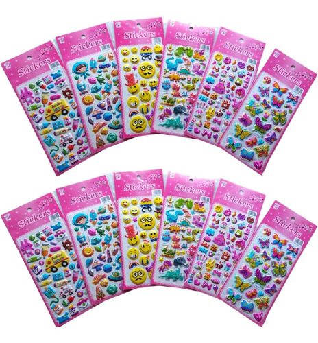 12 Laminas Stickers Regalos Niños Niñas Regalos Cumpleaños