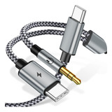 Cable Auxiliar Usb C A 0.138 In Con Cargador, 2 En 1 Usb Tip