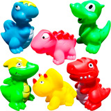 Set Dinosaurios De Goma Con Chifle Y Sonido Juguete Niño X 6