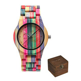 Reloj De Madera Colorido Para Mujer.