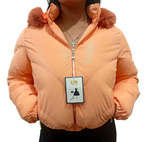 Campera Puffer Mujer Corta Con Piel Inflable Importada