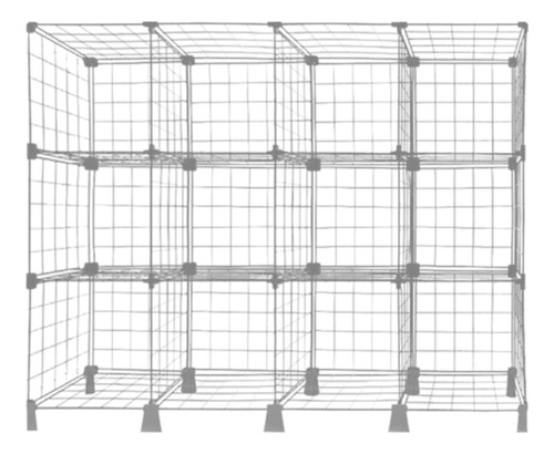 Balcão Estante Modulada Em Tela Aramada C/ 12 Nichos