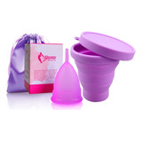 Copa Menstrual Certificada Fda + Vaso Esterilizador Color Morado S