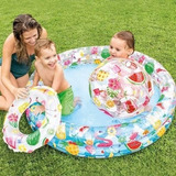 Set Alberca Inflable Salvavidas Y Pelota Vacaciones Niños