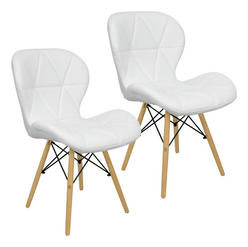 Kit 2 Cadeiras Charles Eames Eiffel Slim Wood Estofada