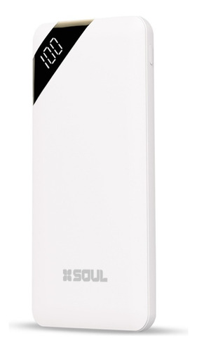 Cargador Portátil Rapido 10000 Mah Powerbank Con Visor Led Color Blanco