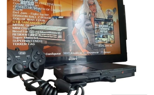 Playstation 2 Polido Brilhando 30 Jogos 1 Controle Novo 
