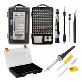 Kit Desarmadores Precisión 115pz, Cautín Con Accesorios Y Organizador 11 Compartimientos. Torx Ps5 Xbox iPhone Tablet Pc Mac Electrónica Nintendo Ferreco Basics