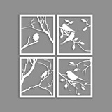 Mdf Quadros Esculturas Pássaros Minimalista Branco Parede