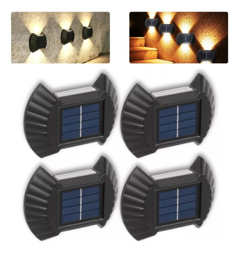 Kit De 4 Lámparas Arandela, Lámpara Solar Led De Pared Para