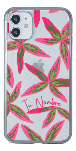 Funda Para iPhone Hojas Flores Para Mujer Con Tu Nombre