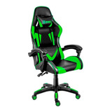 Cadeira De Escritório Xzone Cgr-01 Gamer Ergonômica  Preto E Verde Com Estofado De Couro Sintético