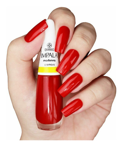 Esmalte Impala Madonna Com 6 Unidades E Verniz Vermelho