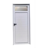 Puerta Aluminio Blanco 60x200 Para Baño 1/4 Vidrio Esmerilad