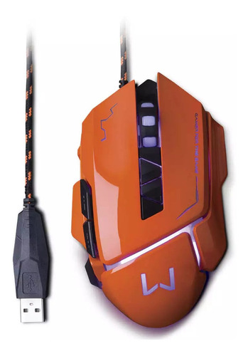 Mouse Gamer Warrior Ivor 3200dpi 7 Botões Laranja - Mo263