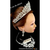 Conjunto Coroa Colar Brinco Tiara Noiva Porta Coque 15 Anos