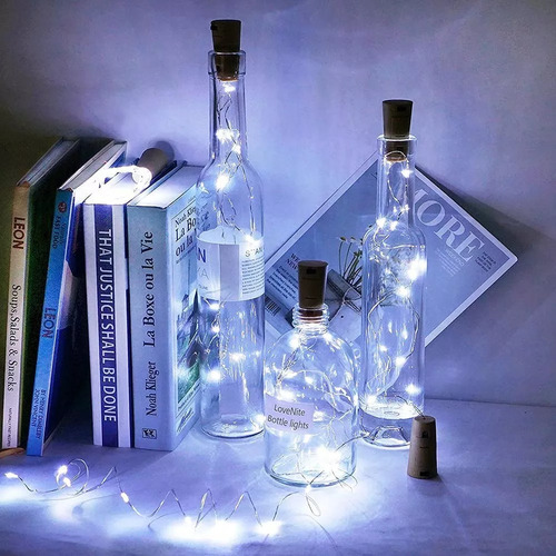 Pack De 10 Luces Led Estilo Corcho Para Botella Decoración  