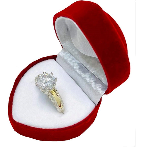 Anillo De Compromiso Solitario Plata Y Oro Mujer Ap 083 