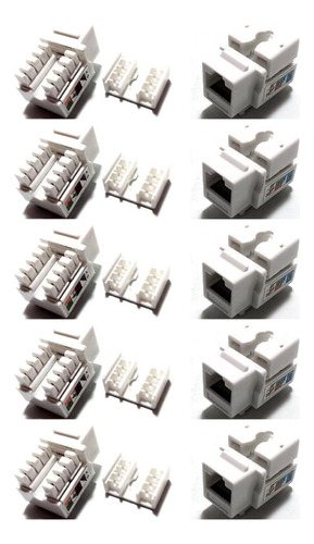 10 Pcs Cess Cat6 Rj45 Keystone Jack En Color Blanco Y Key