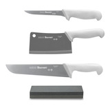 Combo Carnicero Cuchillo Deshuese Hacha -starrett + Piedra 