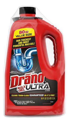 Drano Max Gel Ultra Destapa Caños Y Tuberías 80 Oz, 2.3l