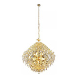 Lustre Pendente Cristal Colmeia 80cm Dourado P/ 21 Lâmpadas